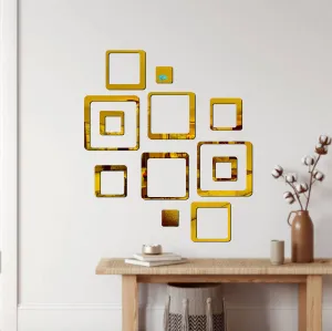 12 Square Golden Wall Mirrors|Acrylic Stickers|Mirrors|Wall Mirror Stickers|Wall Mirror Decor|Stickers for Wall|Sticker Mirror|Acrylic Mirror|Mirror for Wall|Mirror Stickers.423