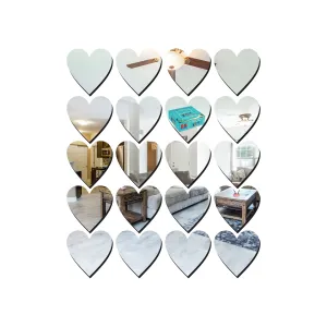 20 Heart Silver Wall Mirrors|Acrylic Stickers|Mirrors|Wall Mirror Stickers|Wall Mirror Decor|Stickers for Wall|Sticker Mirror|Acrylic Mirror|Mirror for Wall|Mirror Stickers.750