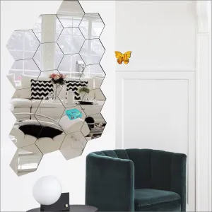 20 Hexagon Silver Wall Mirrors|Acrylic Stickers|Mirrors|Wall Mirror Stickers|Wall Mirror Decor|Stickers for Wall|Sticker Mirror|Acrylic Mirror|Mirror for Wall|Mirror Stickers.249
