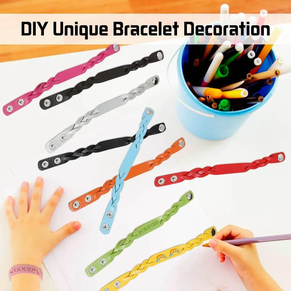 20 Pack Faux Leather Bracelet Blank Snap Bracelets Colorful Adjustable Plain PU-Leather Wrist Cuffs for Men Women DIY Craft Wristbands