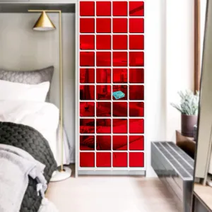 24 Big Square Red Wall Mirrors|Acrylic Stickers|Mirrors|Wall Mirror Stickers|Wall Mirror Decor|Stickers for Wall|Sticker Mirror|Acrylic Mirror|Mirror for Wall|Mirror Stickers.350