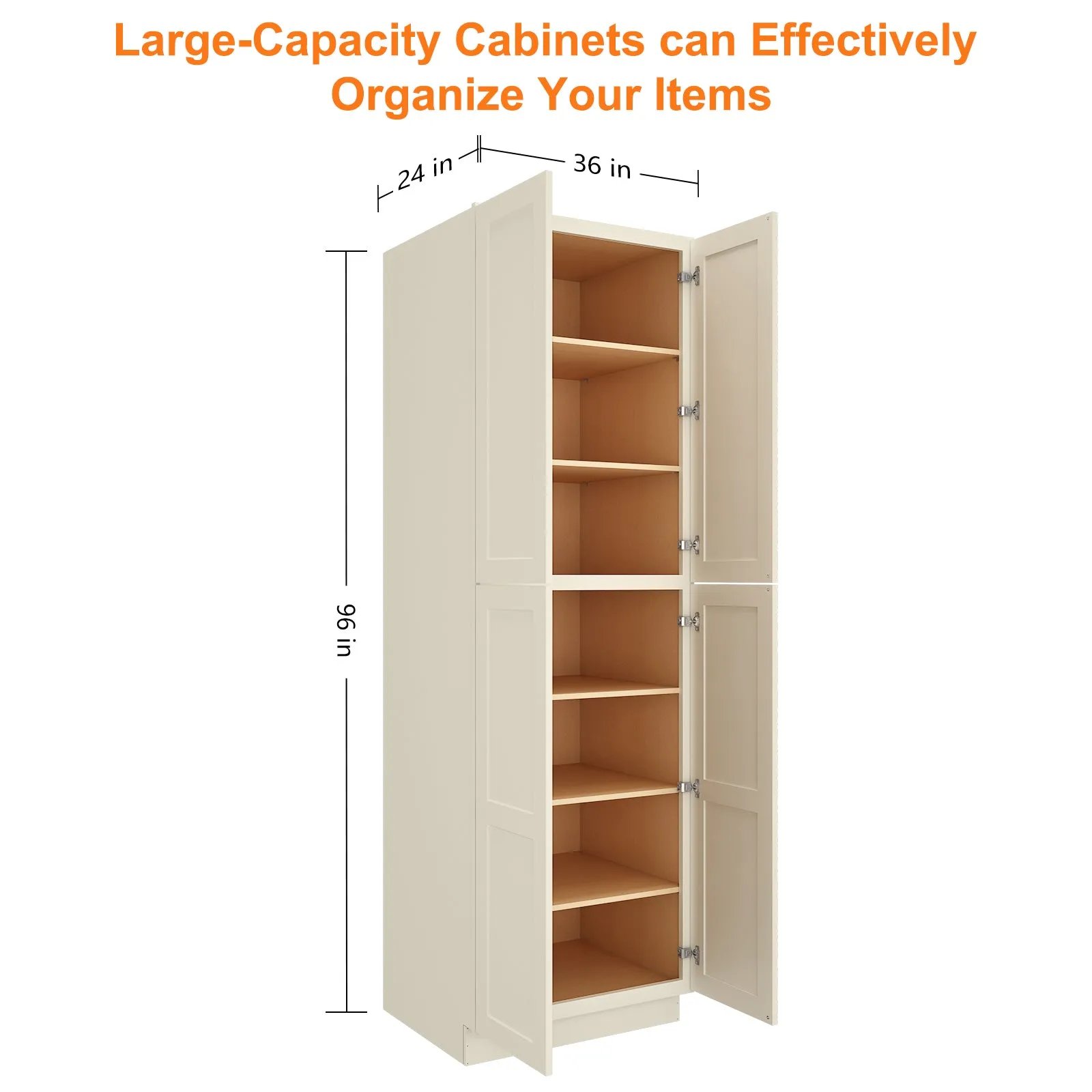 24"D*30"W*96"H Birch Solid Wood Pantry Tall Storage Cabinet U309624