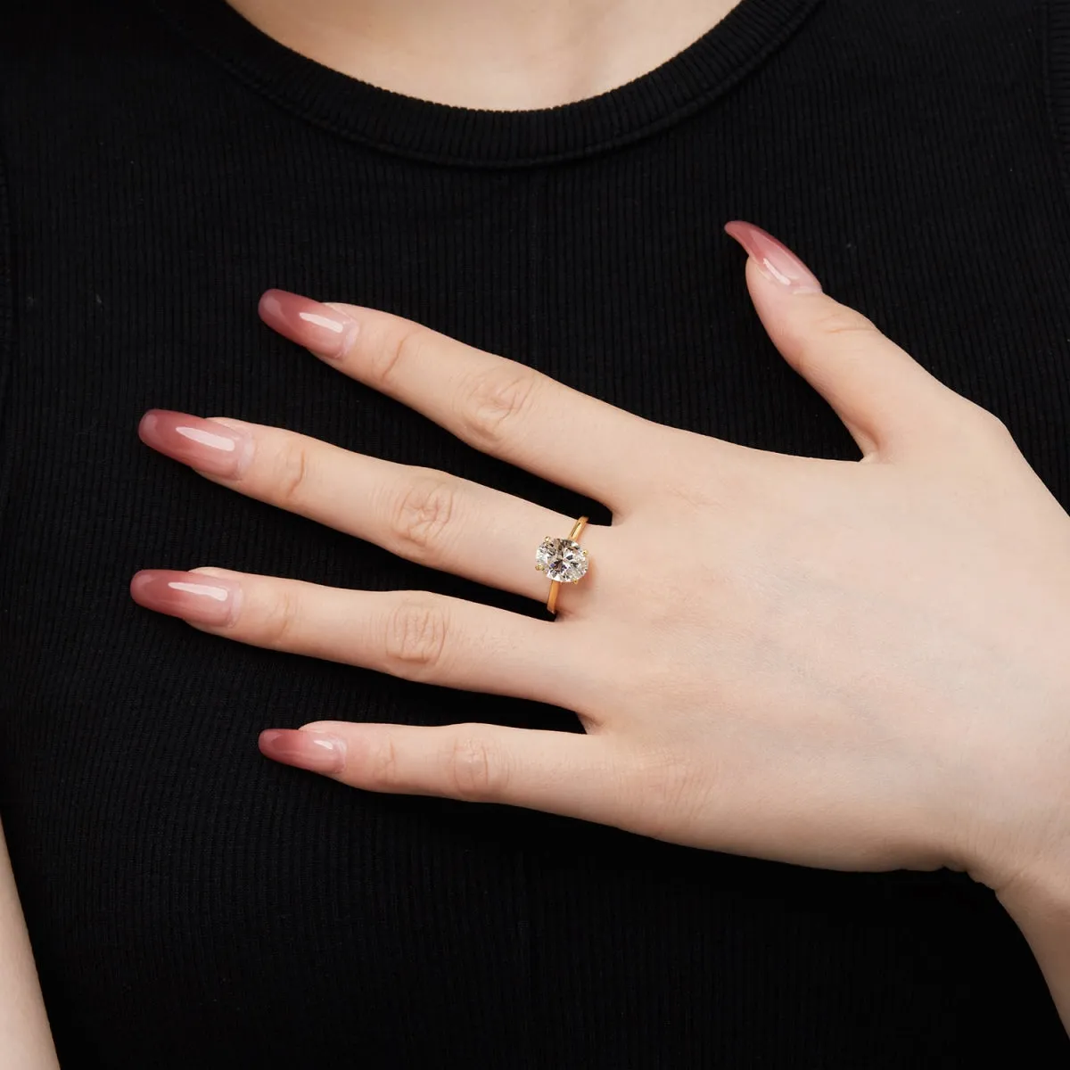 2.5 Carat Oval Cut Solitaire Engagement Ring - Gold
