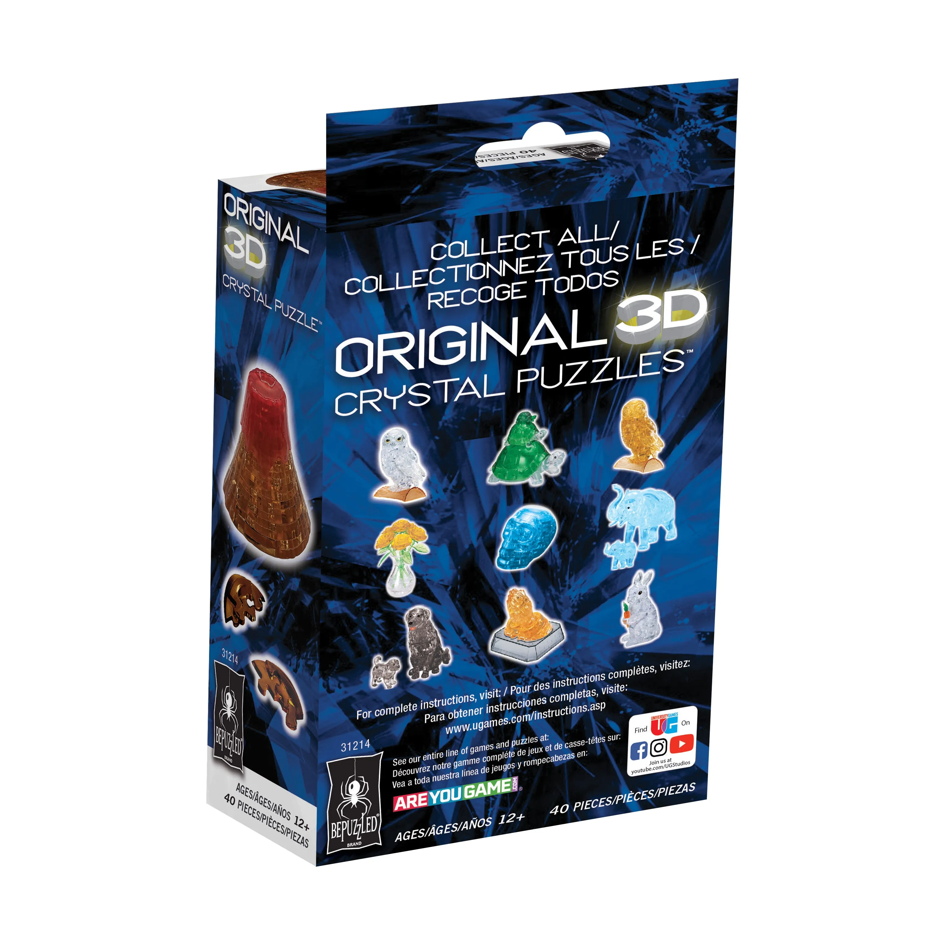 3D Crystal Puzzle - Volcano (Brown/Red): 40 Pcs