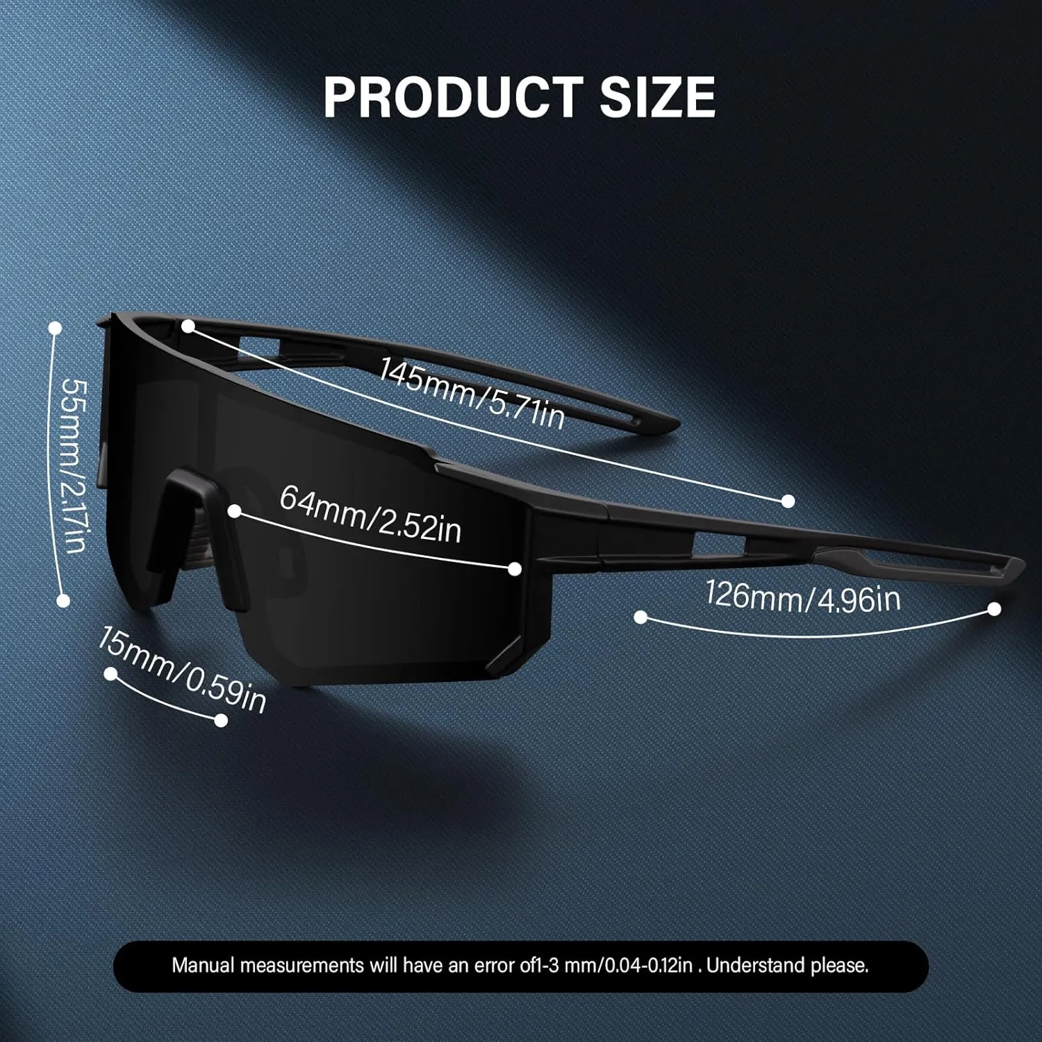 3PACK Polarized Sports Sunglasses for Men Outdoors Mountain Cycling UV400 Protection Sun Glasses Big Frame Goggles