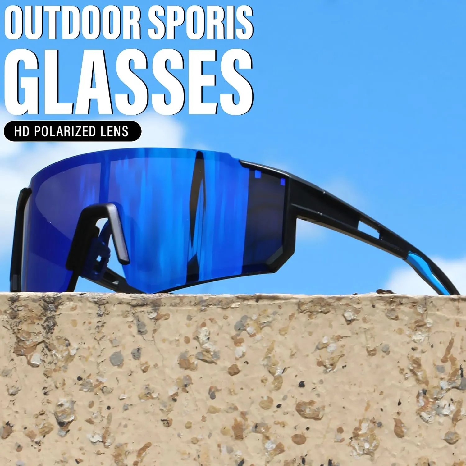 3PACK Polarized Sports Sunglasses for Men Outdoors Mountain Cycling UV400 Protection Sun Glasses Big Frame Goggles