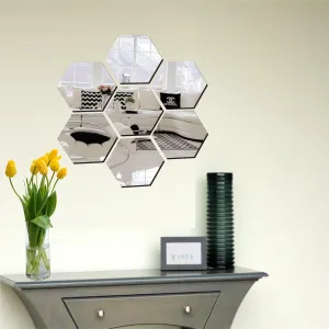 7 Hexagon Silver Wall Mirrors|Acrylic Stickers|Mirrors|Wall Mirror Stickers|Wall Mirror Decor|Stickers for Wall|Sticker Mirror|Acrylic Mirror|Mirror for Wall|Mirror Stickers.196