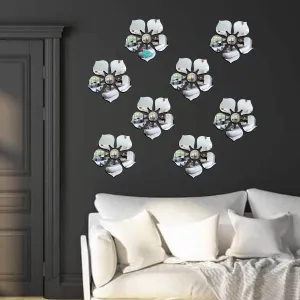 8 Flower Silver Wall Mirrors|Acrylic Stickers|Mirrors|Wall Mirror Stickers|Wall Mirror Decor|Stickers for Wall|Sticker Mirror|Acrylic Mirror|Mirror for Wall|Mirror Stickers.624