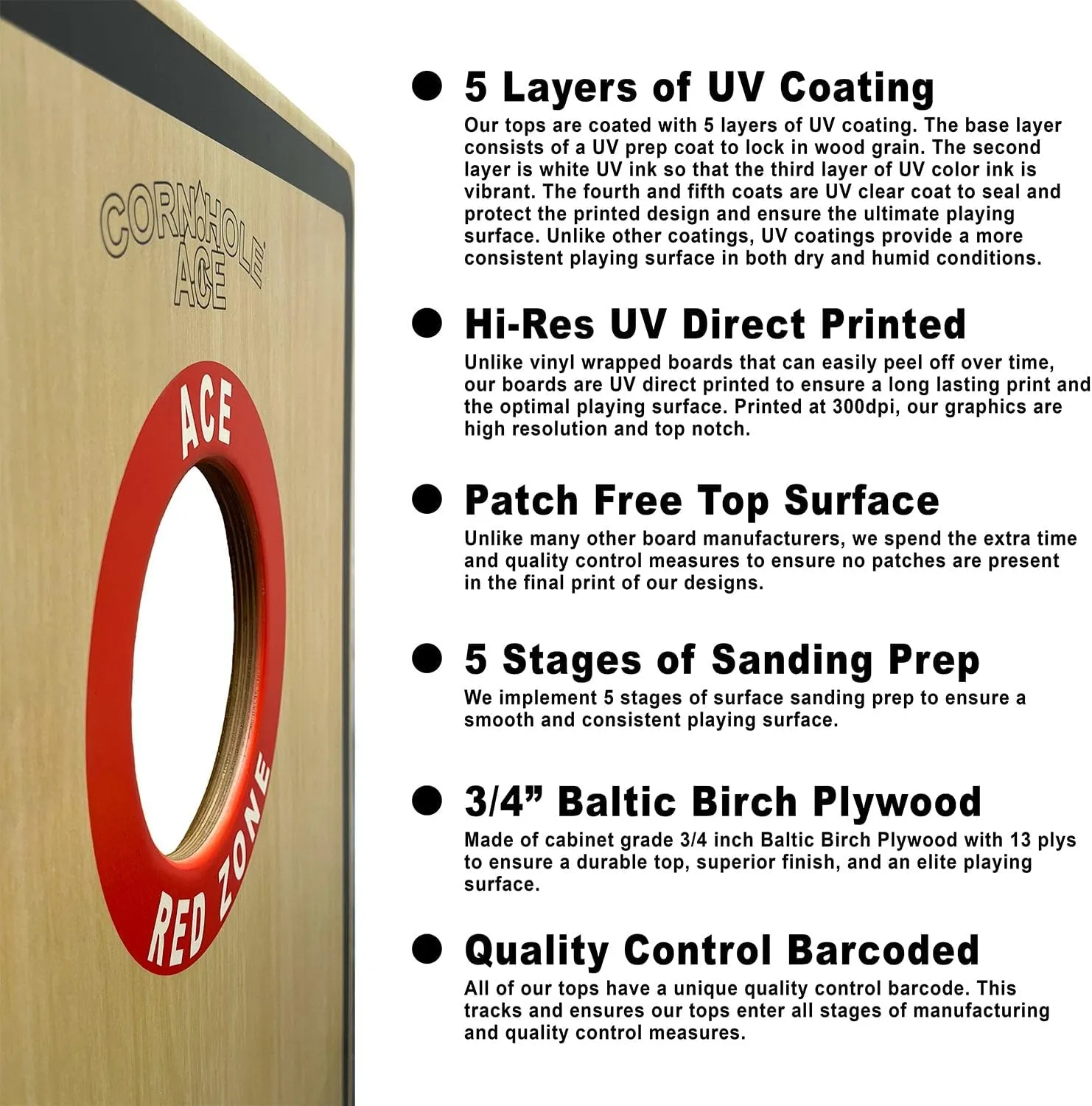 ACE PRO Beach Themed | Professional Cornhole Board Set, No Bounce! Triple Wide Legs, 3/4in Baltic Birch Plywood, Regulation Size, Tournament Style, American Official, Made in USA
