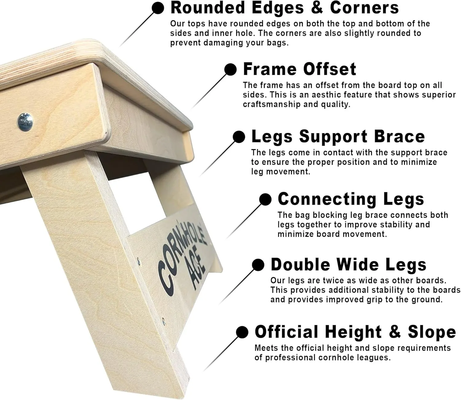 ACE PRO Beach Themed | Professional Cornhole Board Set, No Bounce! Triple Wide Legs, 3/4in Baltic Birch Plywood, Regulation Size, Tournament Style, American Official, Made in USA