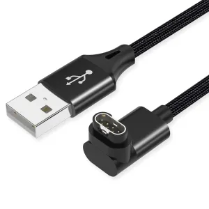 AGVEE 2 Pack 3.3ft Charger for Garmin Watch, L-Shape Charging Cable for Fenix, Forerunner, Vivoactive, Instinct, Venu, Tactix, Approach, D2, Quatix Series, Right Angle Braided, Black