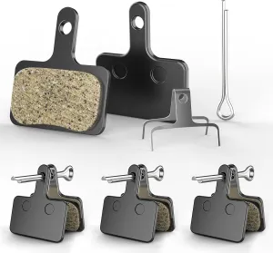 Bike Brake Pads, 4 Pairs Resin Semi-Metallic Bicycle Brake Pads, Brake Pad Fits for TRP Tektro Shimano Deore Br-M575 M515 T615 T675 M505 M416 M495 M395 M486, Disc Brake Pads for Mountain Bike