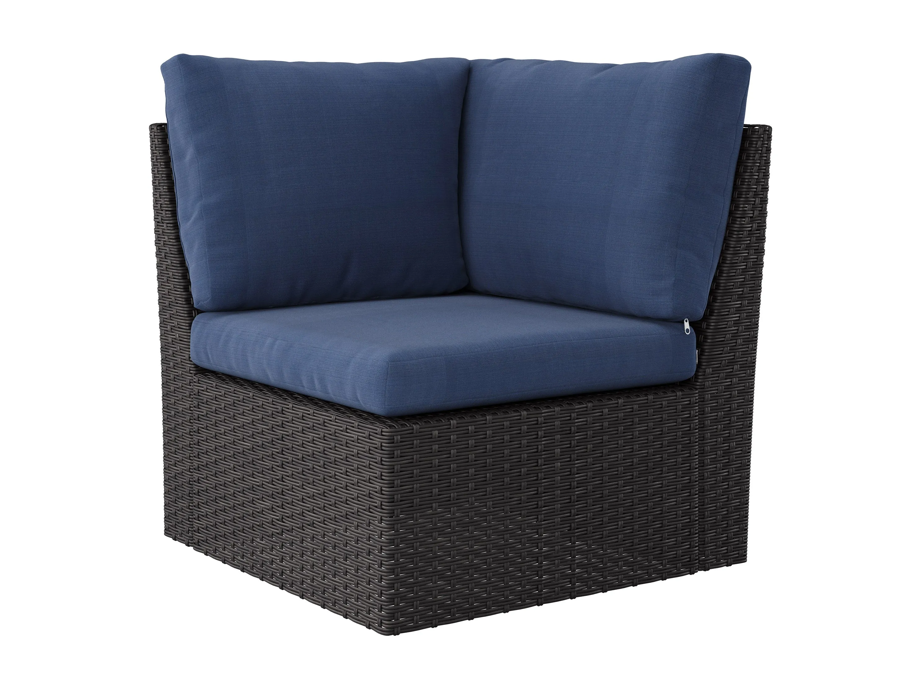 Blue Outdoor Wicker Sectional Set 6pc