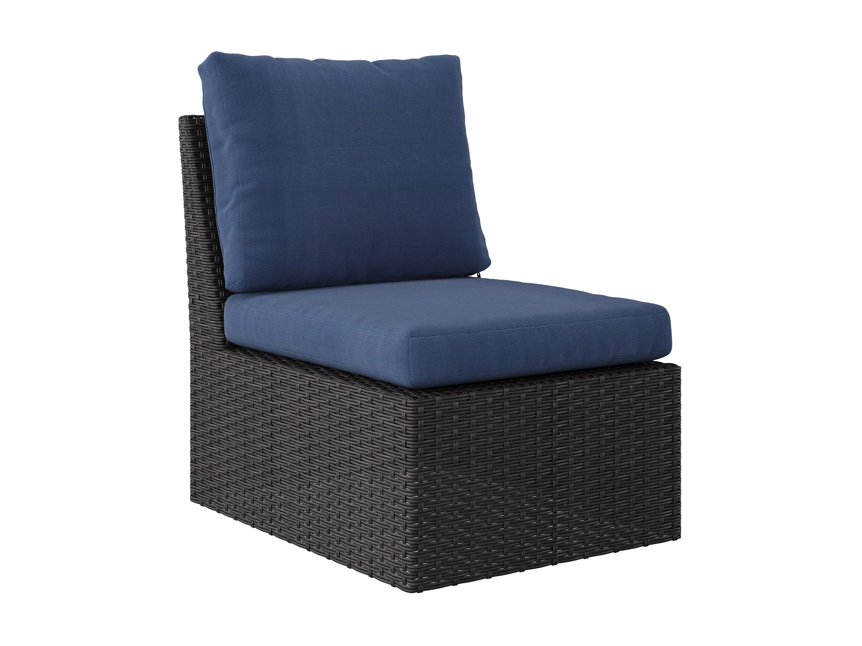 Blue Outdoor Wicker Sectional Set 6pc
