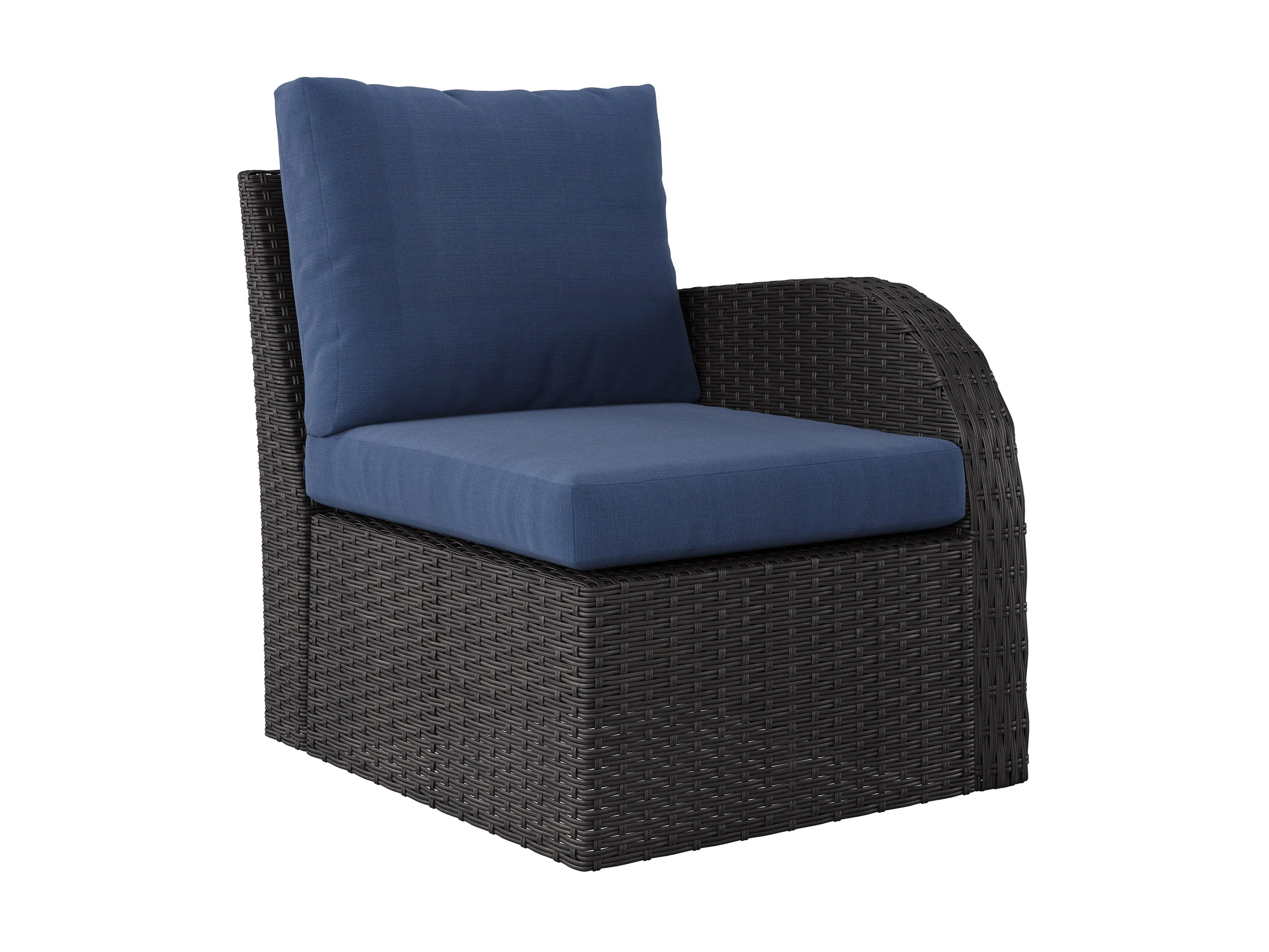 Blue Outdoor Wicker Sectional Set 6pc