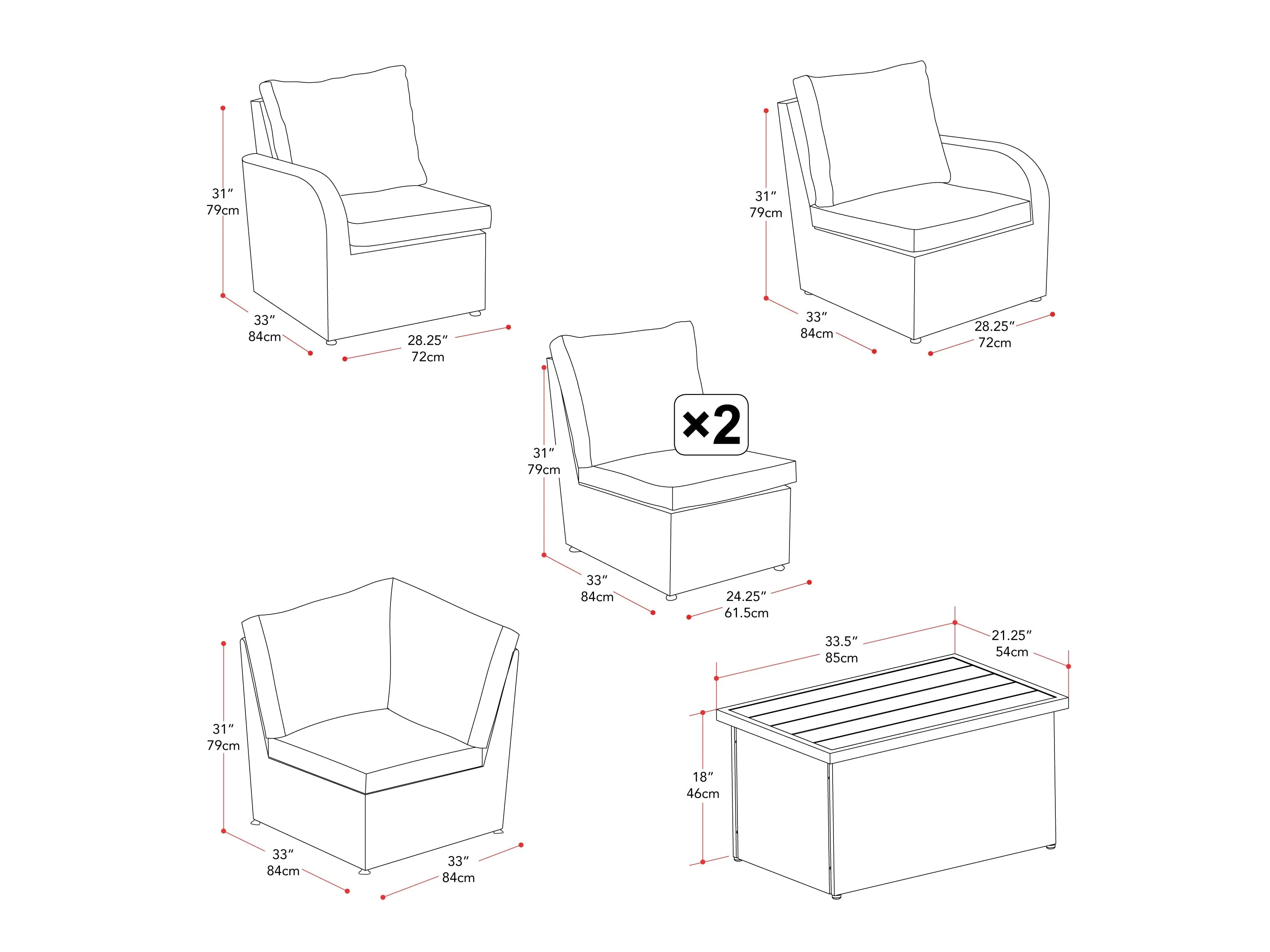 Blue Outdoor Wicker Sectional Set 6pc
