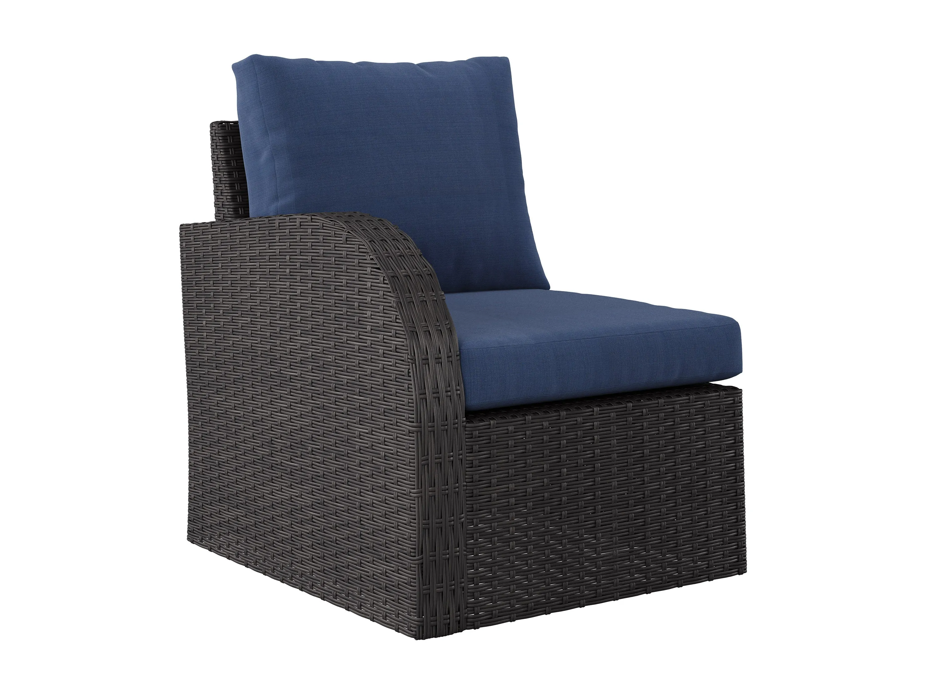 Blue Outdoor Wicker Sectional Set 6pc
