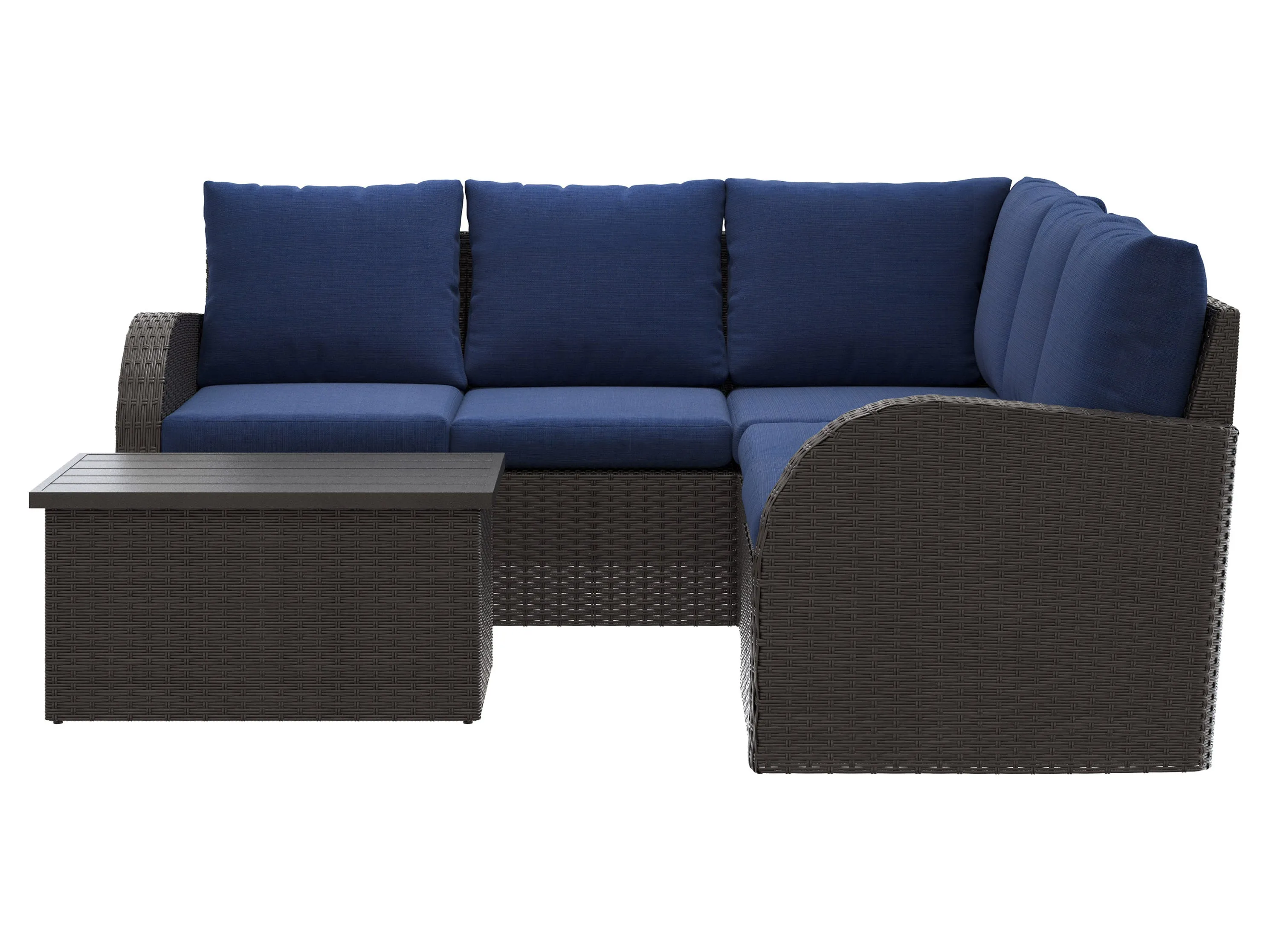 Blue Outdoor Wicker Sectional Set 6pc