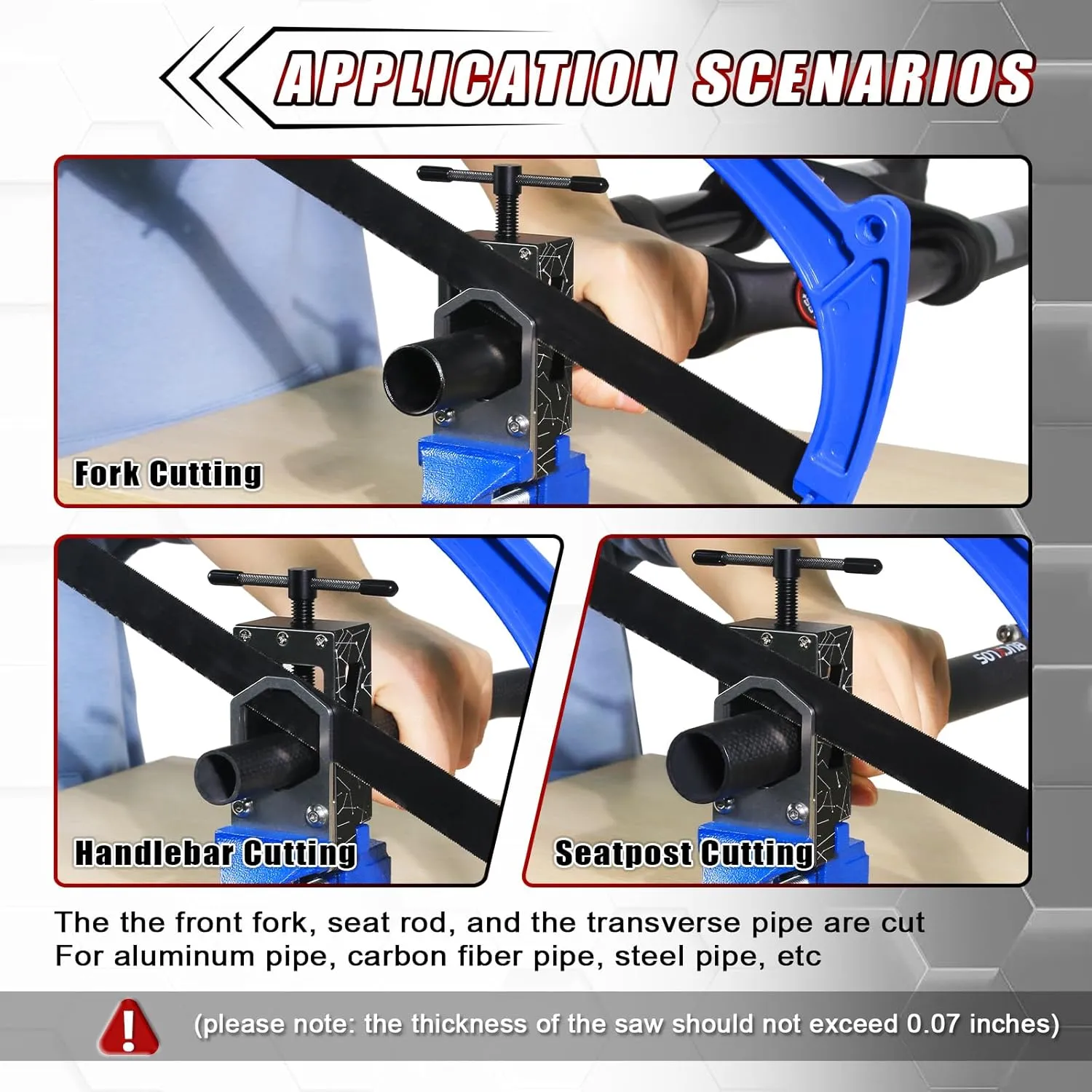BUCKLOS Bike Saw Guide for Mountain Road Bike Fork Steerer Seat Post Handlebar Carbon Fiber Aluminium Alloy Tubes Cutting Tool, Adjustable Cycling Repair Parts Bicycle Saw Guide for Tube Cutting