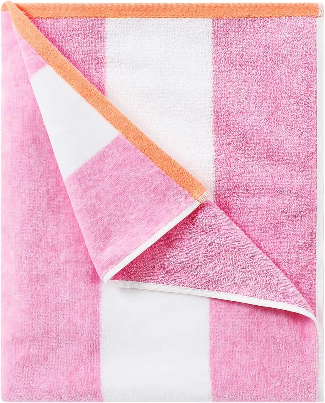 Cotton Oversized Beach Towel - Large 70 x 35 Inch Pool Towel, Rose Red Striped Quick Dry Swimming Cabana Towel