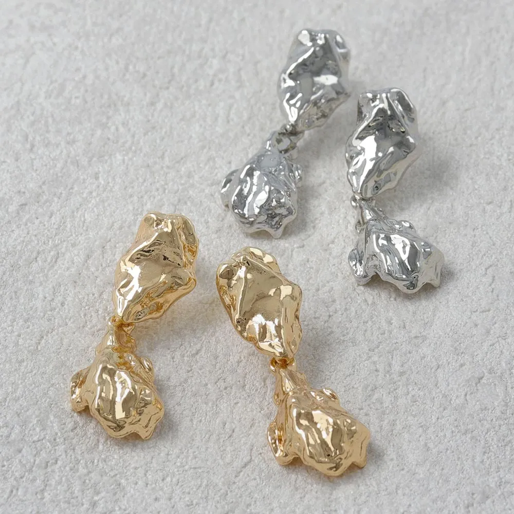 Crushed Metal Drop Earrings