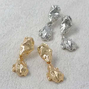 Crushed Metal Drop Earrings