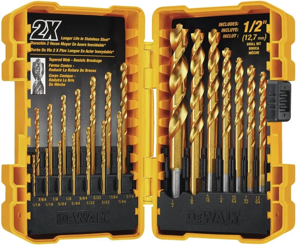 DEWALT Titanium Nitride Coated Drill Bit Set, Pilot Point, 21-Piece (DW1361)
