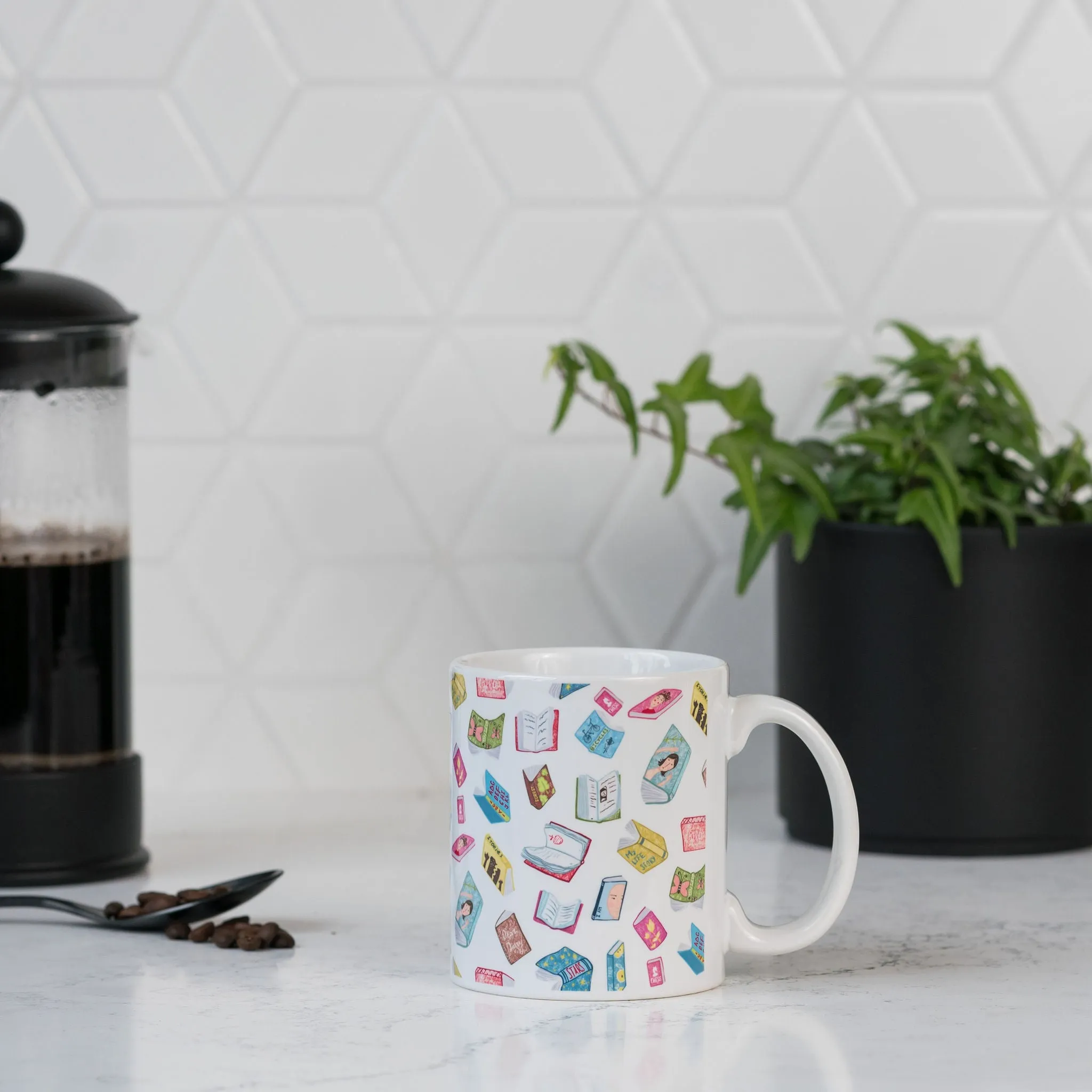 Floating Books 11 ounce Ceramic Mug