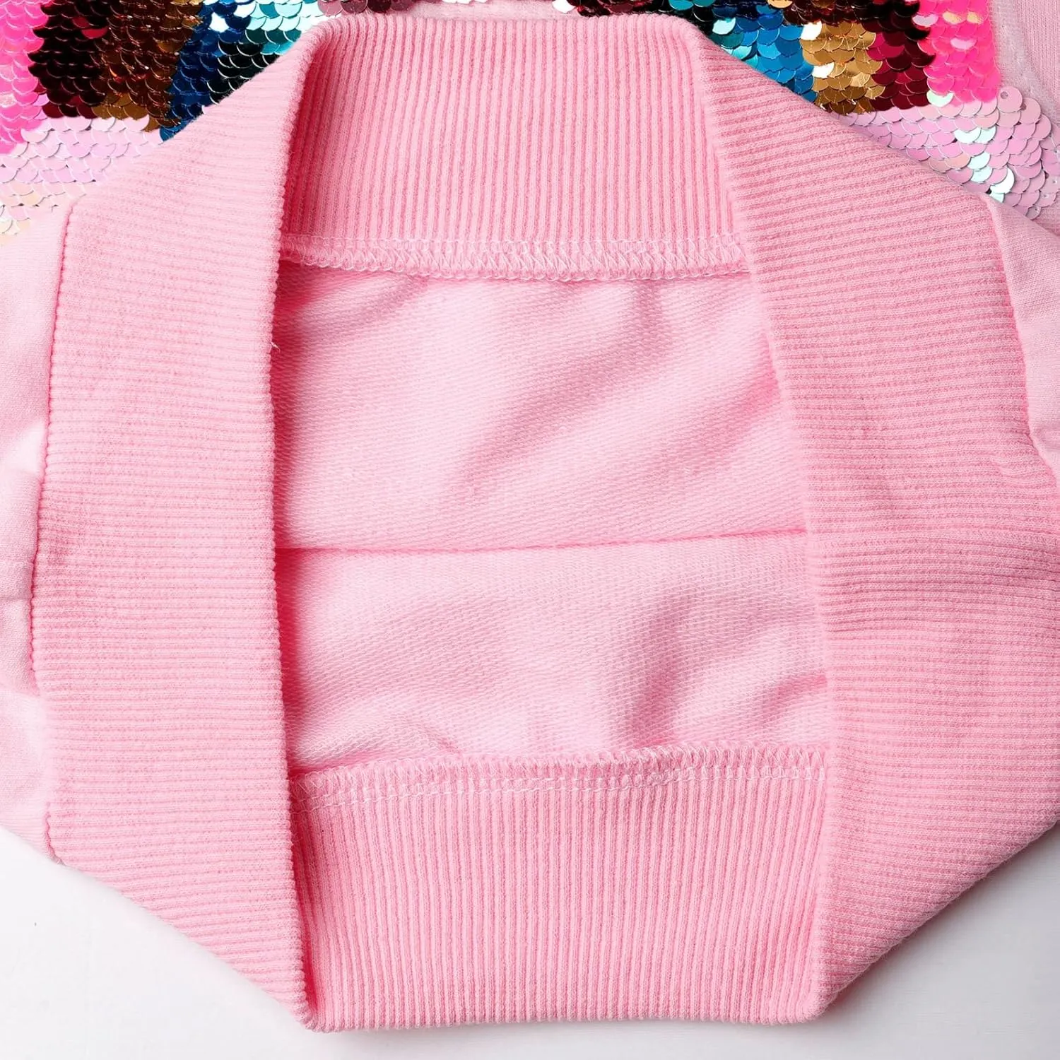 Girls Rainbow Sweatshirts Long Sleeve Crewneck Cotton Pink Sequin Shirt Toddler Fall Pullover Tops Kids Rainbow Sweaters 4T