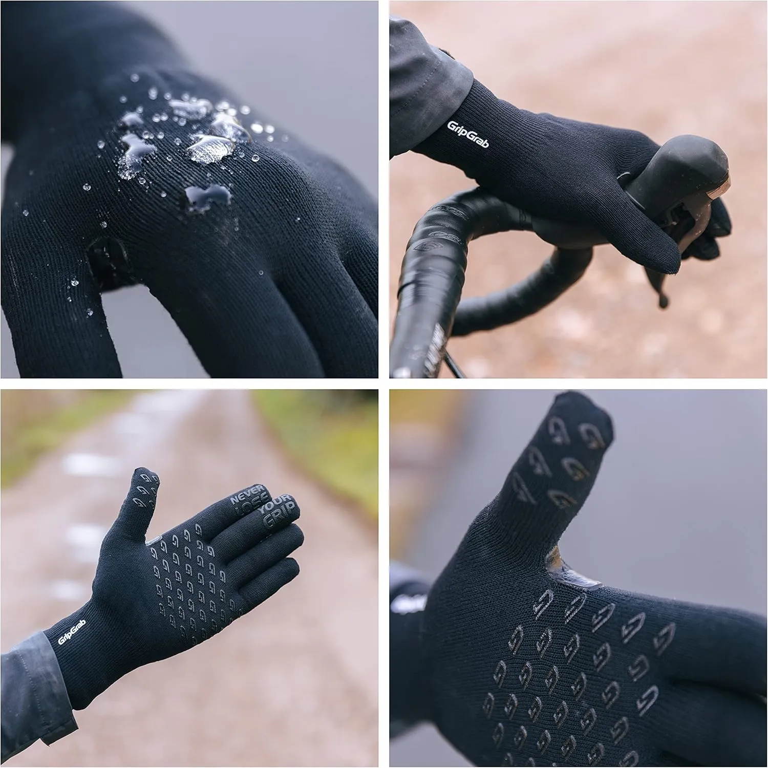 GripGrab Waterproof Knitted Thermal Cycling Gloves Anti-Slip Winter Bicycle Gloves Windproof Knit Full Finger Bike Gloves