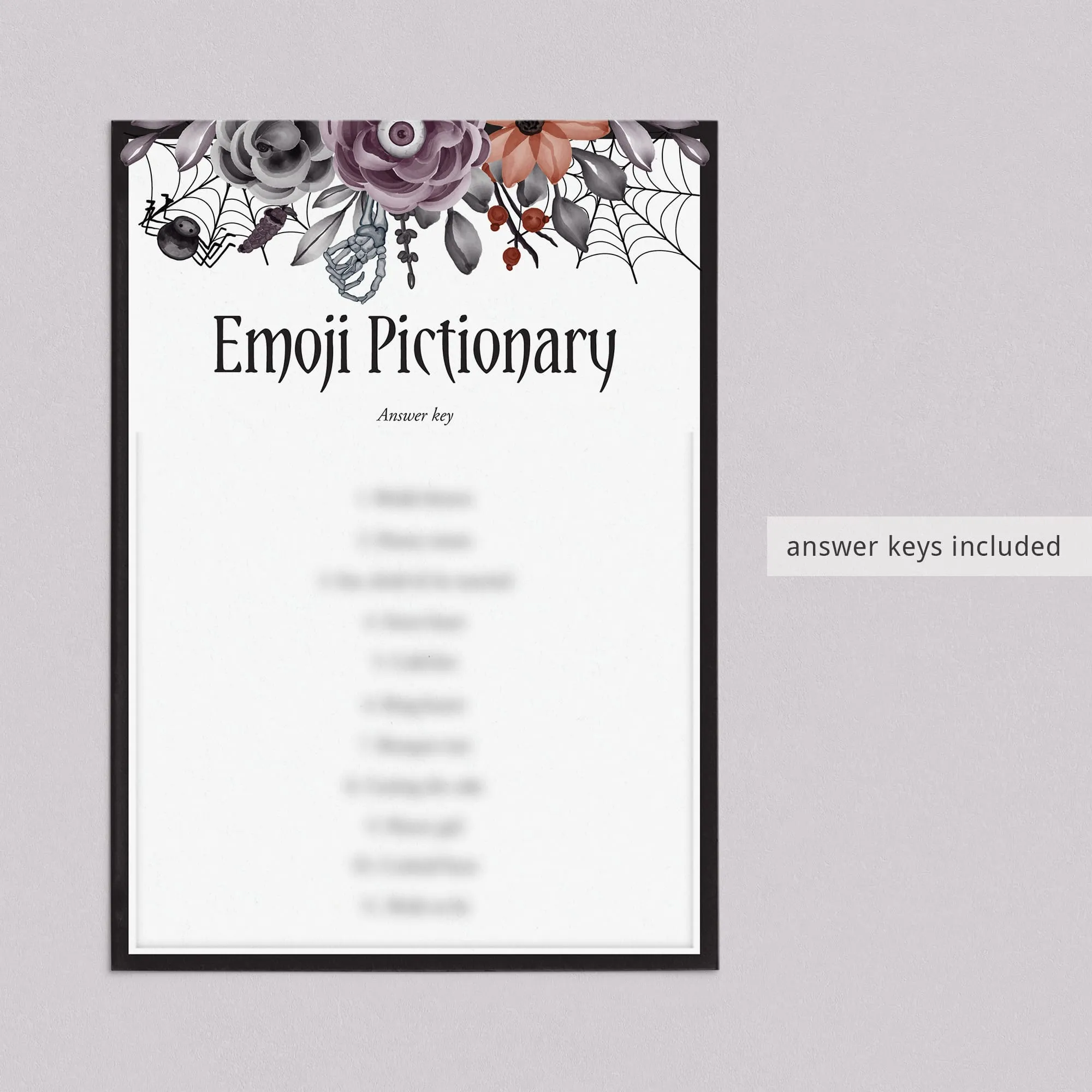 Halloween Bridal Shower Games Bundle Black Purple Floral