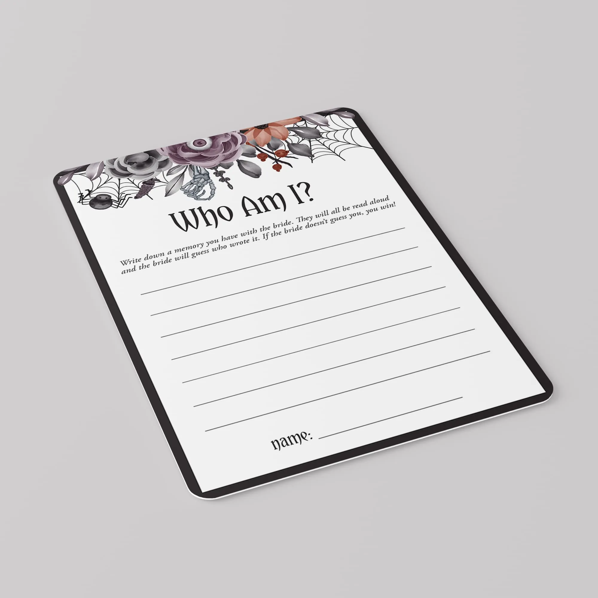 Halloween Bridal Shower Games Bundle Black Purple Floral