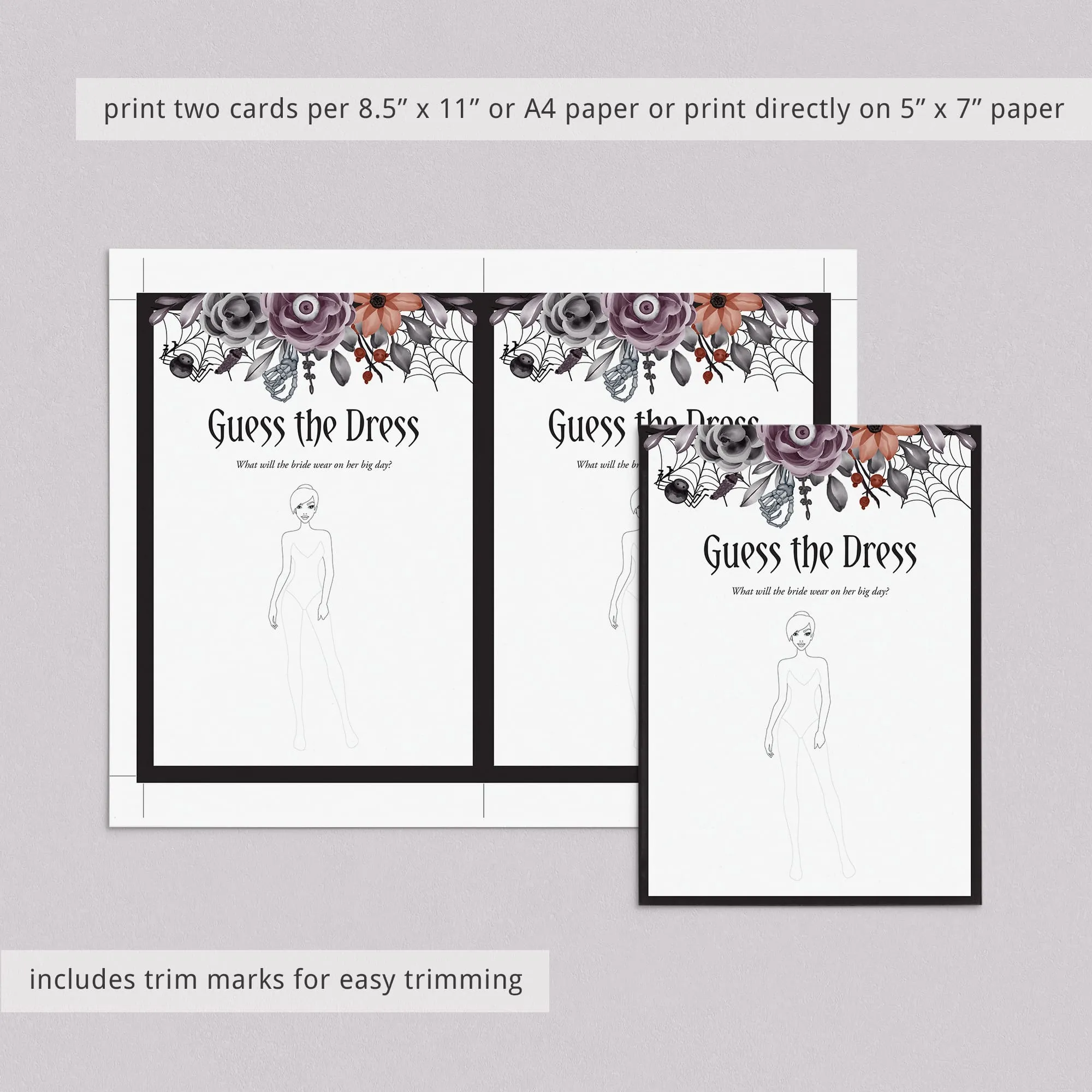 Halloween Bridal Shower Games Bundle Black Purple Floral