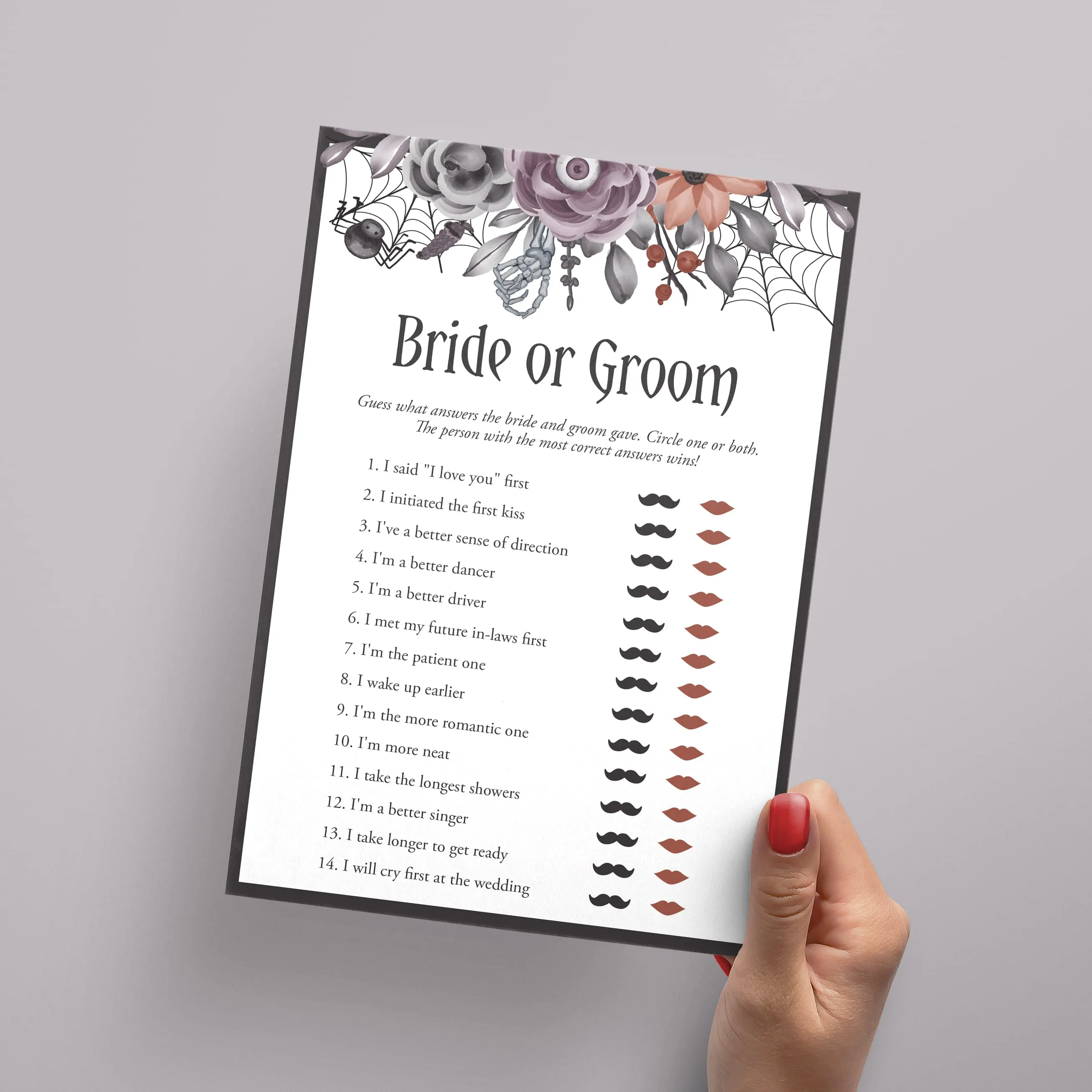 Halloween Bridal Shower Games Bundle Black Purple Floral
