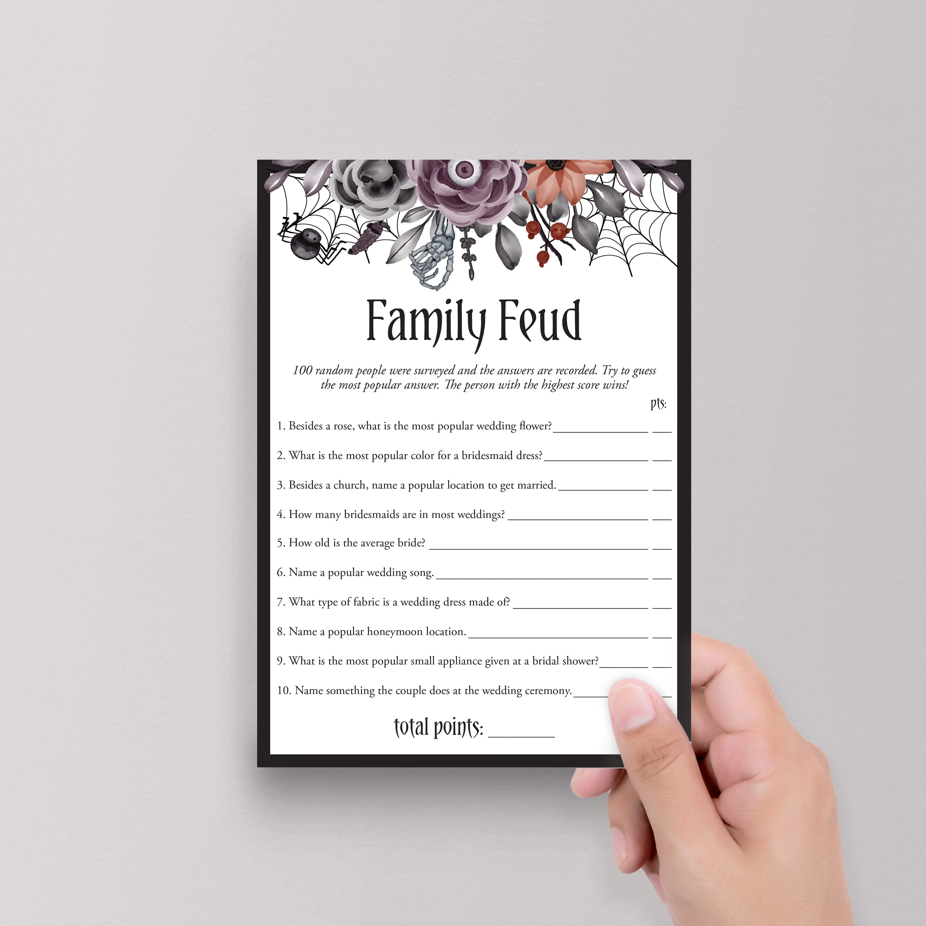 Halloween Bridal Shower Games Bundle Black Purple Floral