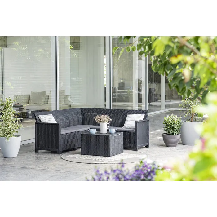 Keter Emma Corner Lounge Set - With Storage Table