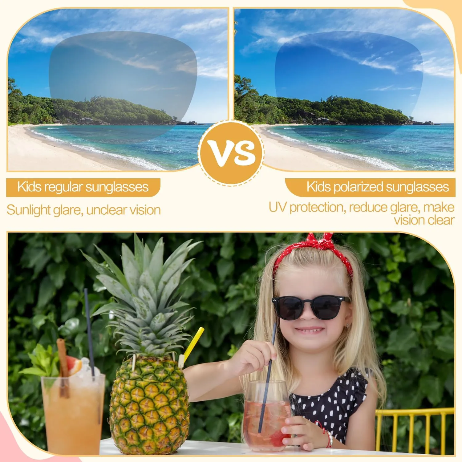 Kids Polarized Sunglasses, Toddler Sunglasses UV Protection Flexible Rubber Glasses Shades
