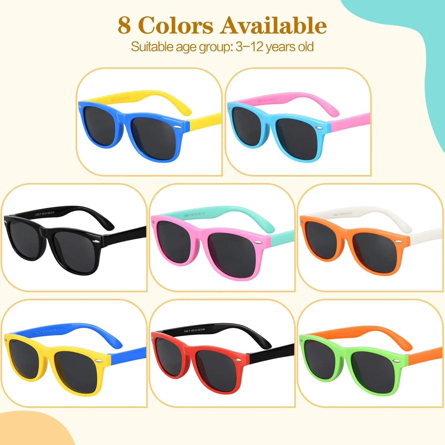 Kids Polarized Sunglasses, Toddler Sunglasses UV Protection Flexible Rubber Glasses Shades