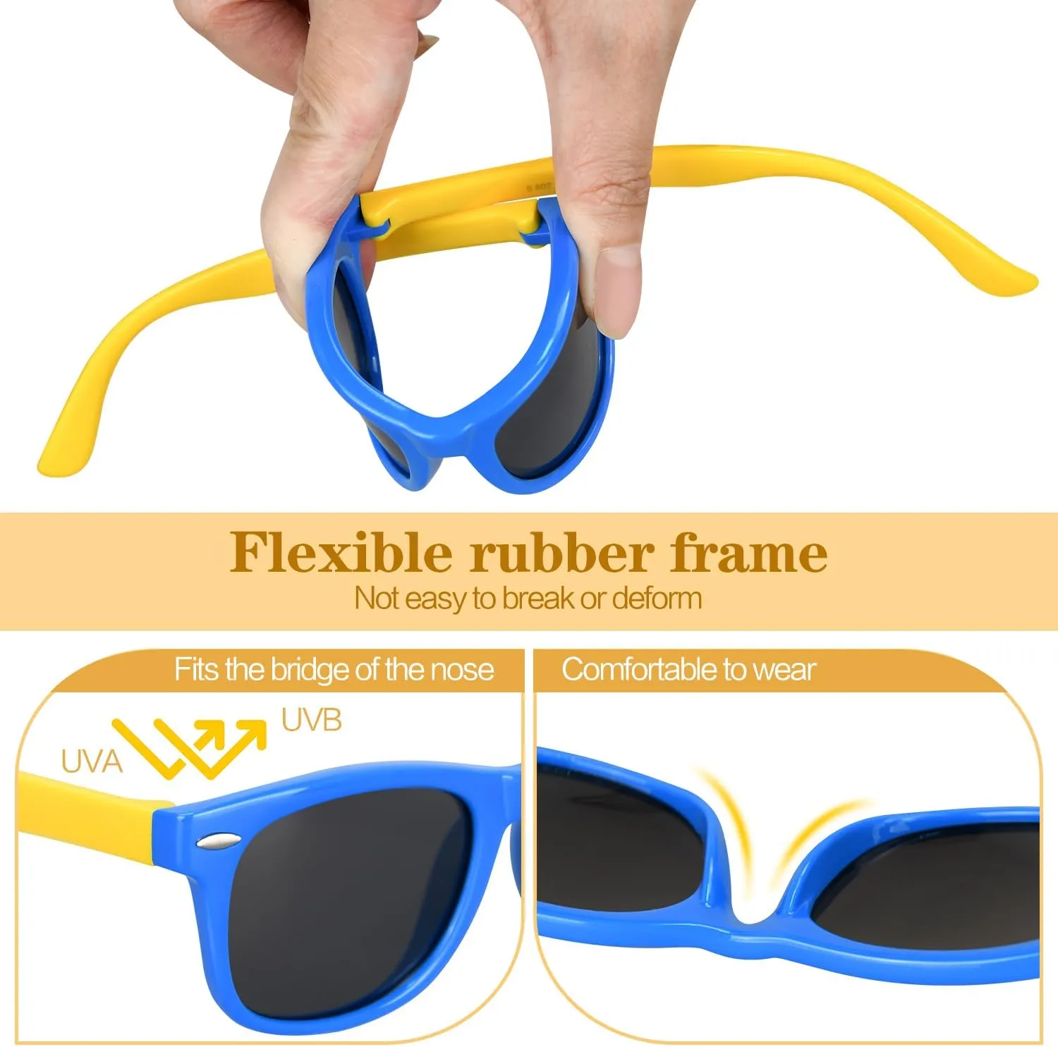 Kids Polarized Sunglasses, Toddler Sunglasses UV Protection Flexible Rubber Glasses Shades