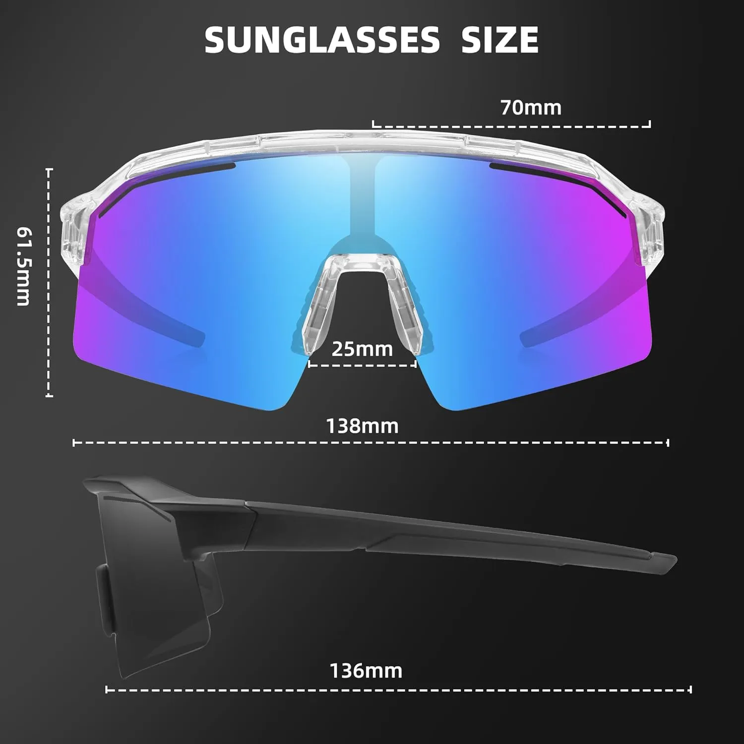 Polarized Sports Sunglasses for Men Women Unbreakable UV400 Protection Goggles Baseball Running Cycling Glasses