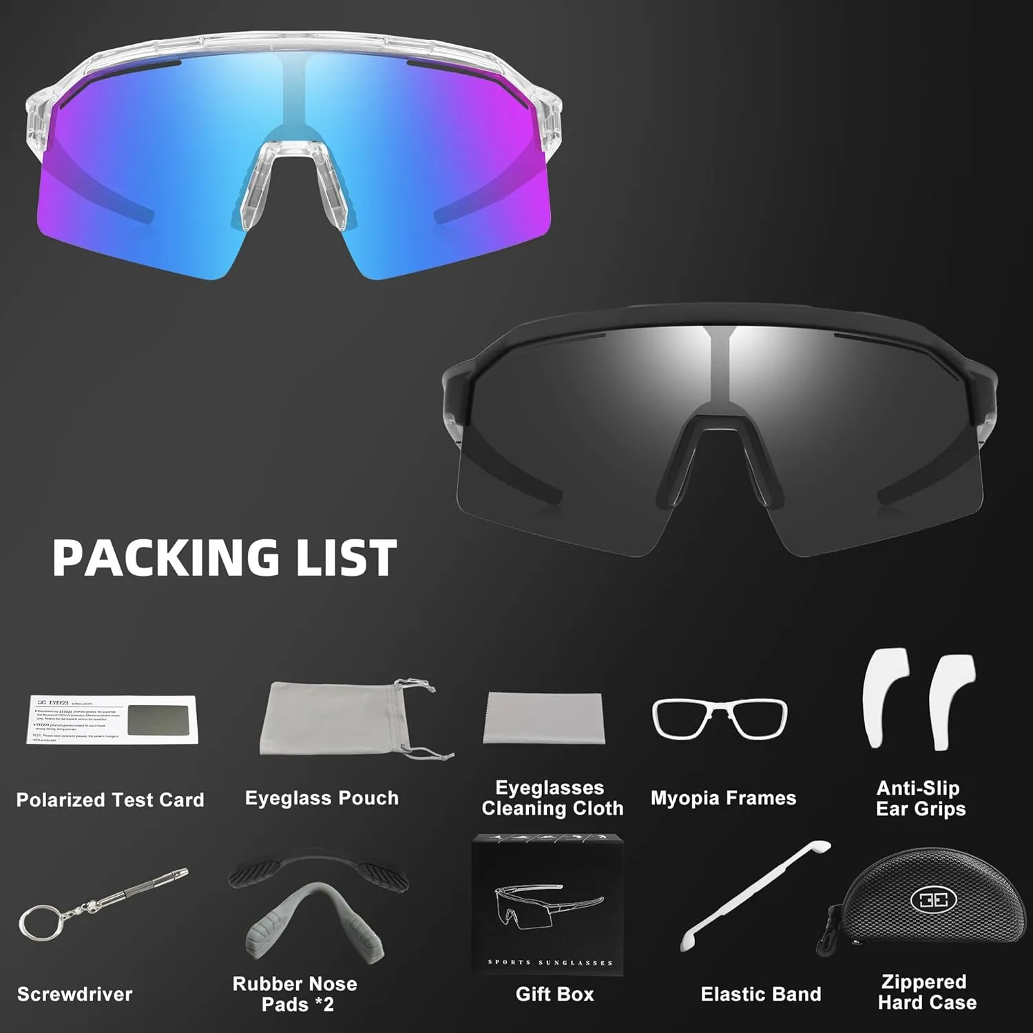Polarized Sports Sunglasses for Men Women Unbreakable UV400 Protection Goggles Baseball Running Cycling Glasses