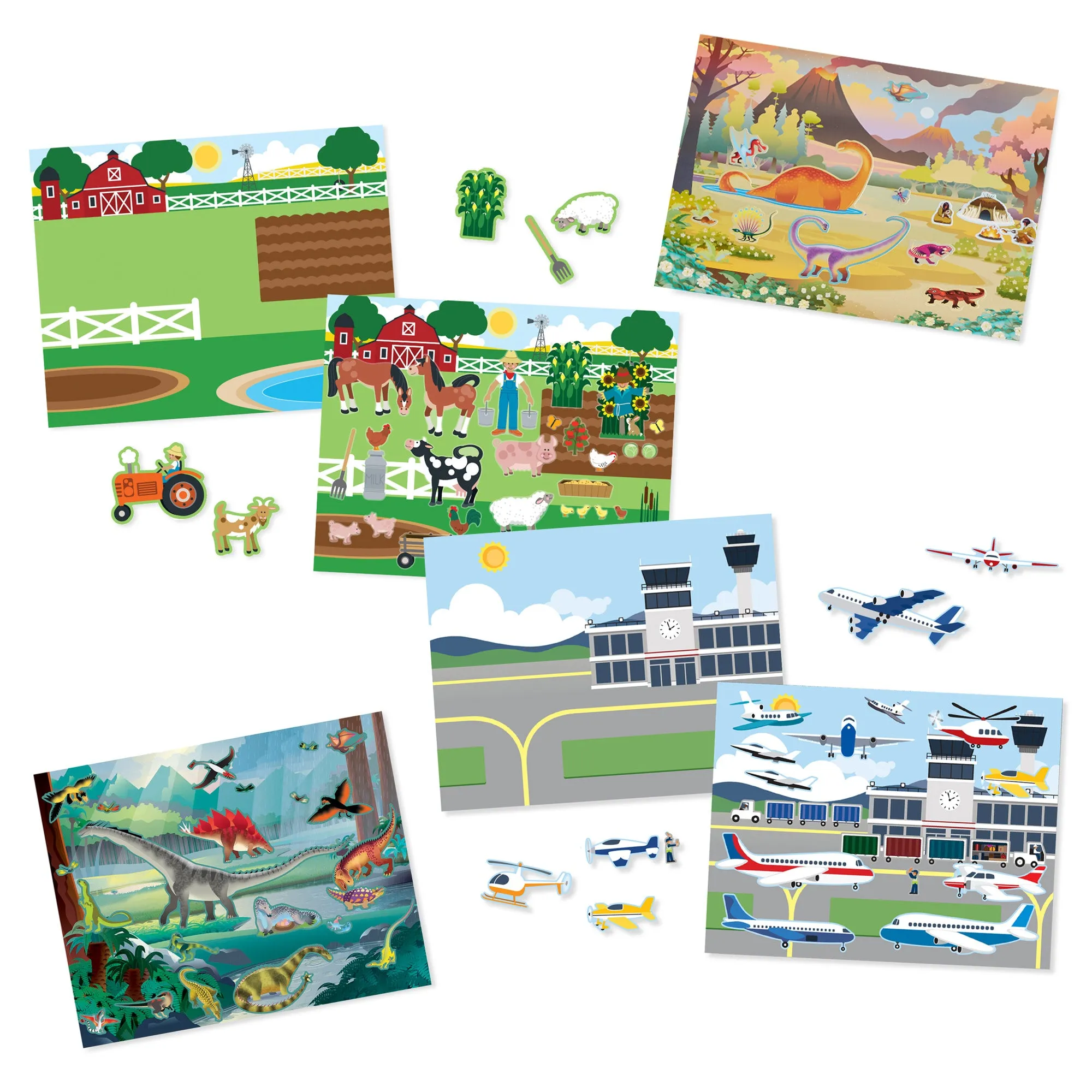 Reusable Sticker Pad 3-Pack: Vehicles, Habitats, Prehistoric