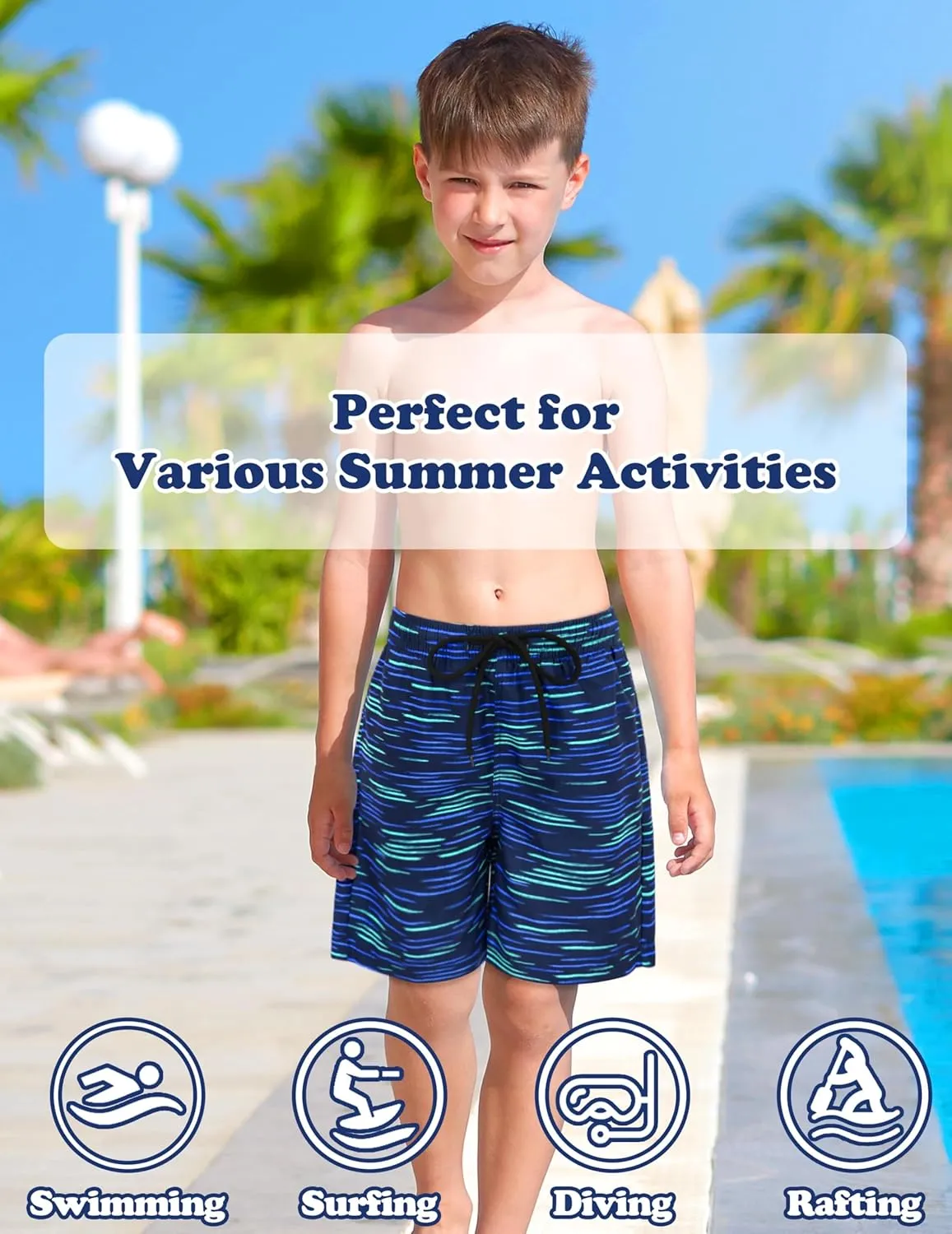 Sarfel Boys Swim Trunks with Compression Liner Kids Bathing Suits Boys Board Shorts Quick Dry Teen Swim Trunks Boy Swimsuit