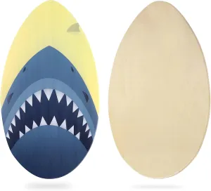 Skimboard 35 inch Skim Board for Kids Adults Wooden Skim Boards with High Gloss Coat for Beach Skimboards for Beginners to Intermediate (Big Shark)