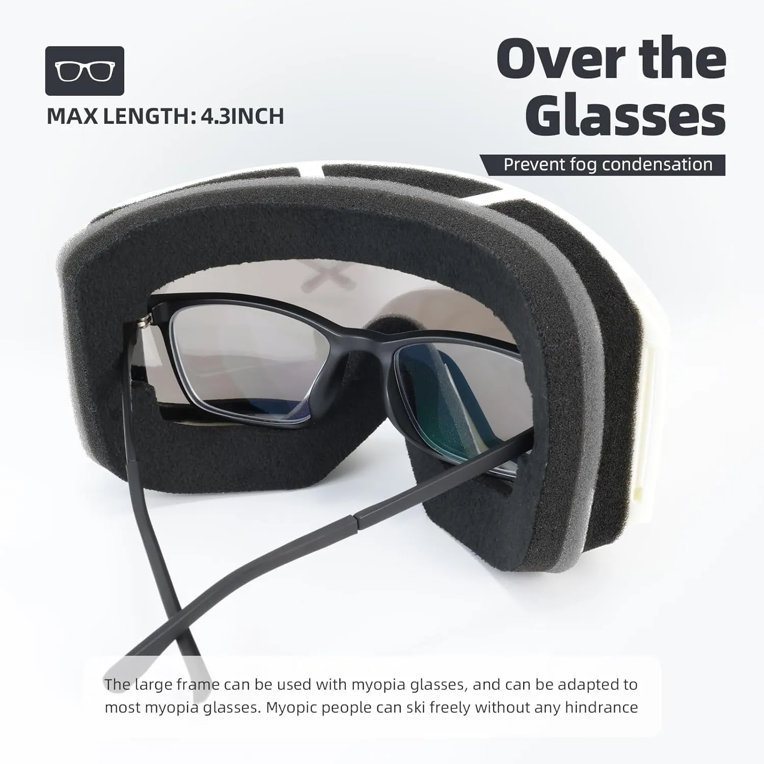 Ski/Snowboard Goggles for Men, Women & Youth -OTG 100% UV Protection