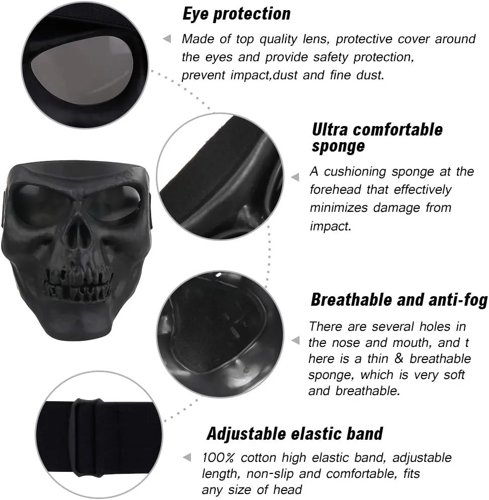 Spooky Skull Face Mask for Airsoft Paintball Motor Racing Polarized Lens