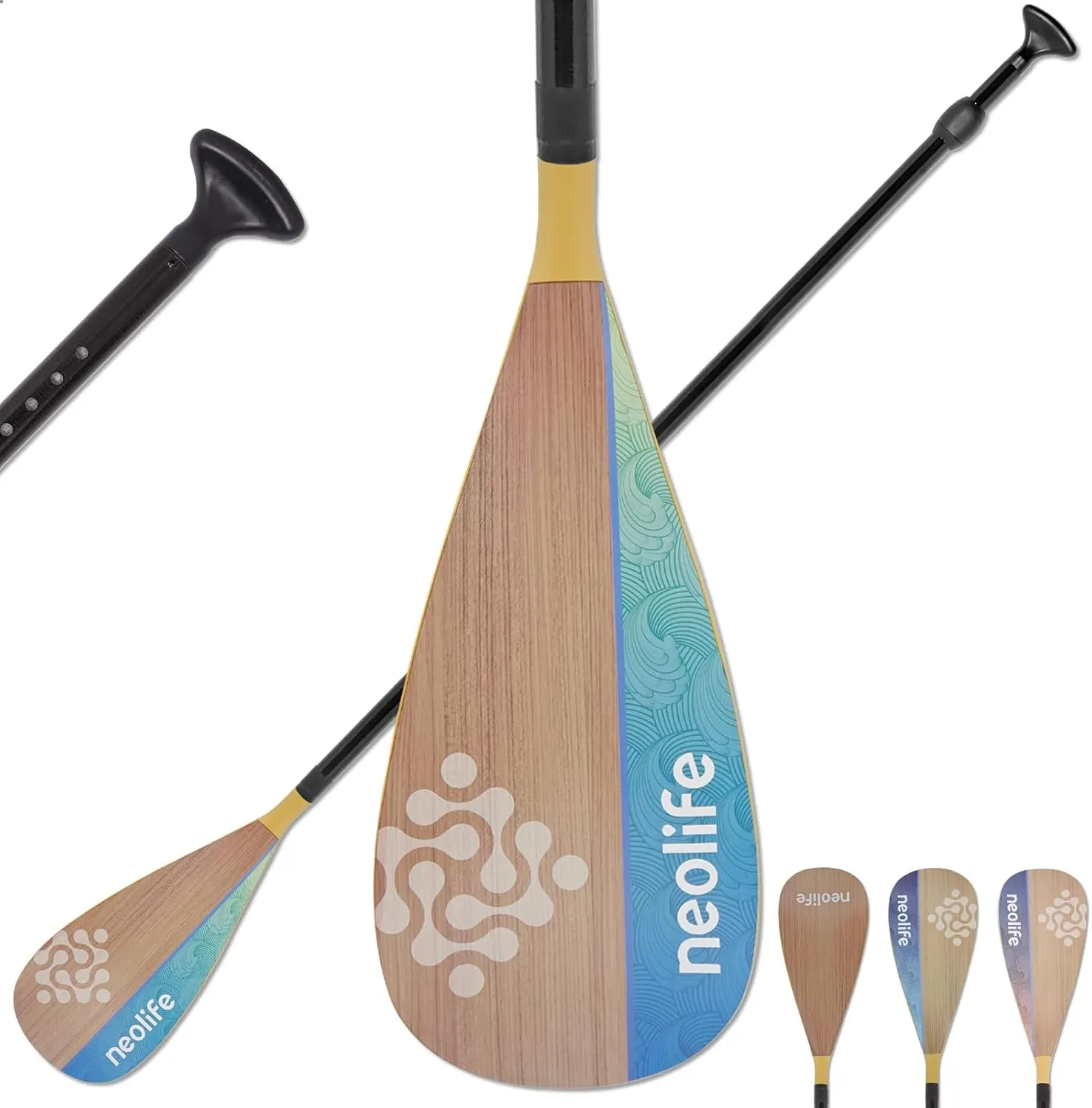 SUP Paddleboard Paddles with Fiberglass Shaft and PP Blade, Floating Adjustable Stand Up Paddle Board Paddle, 170-210 cm/68-84 Inches, Wood Pattern Series