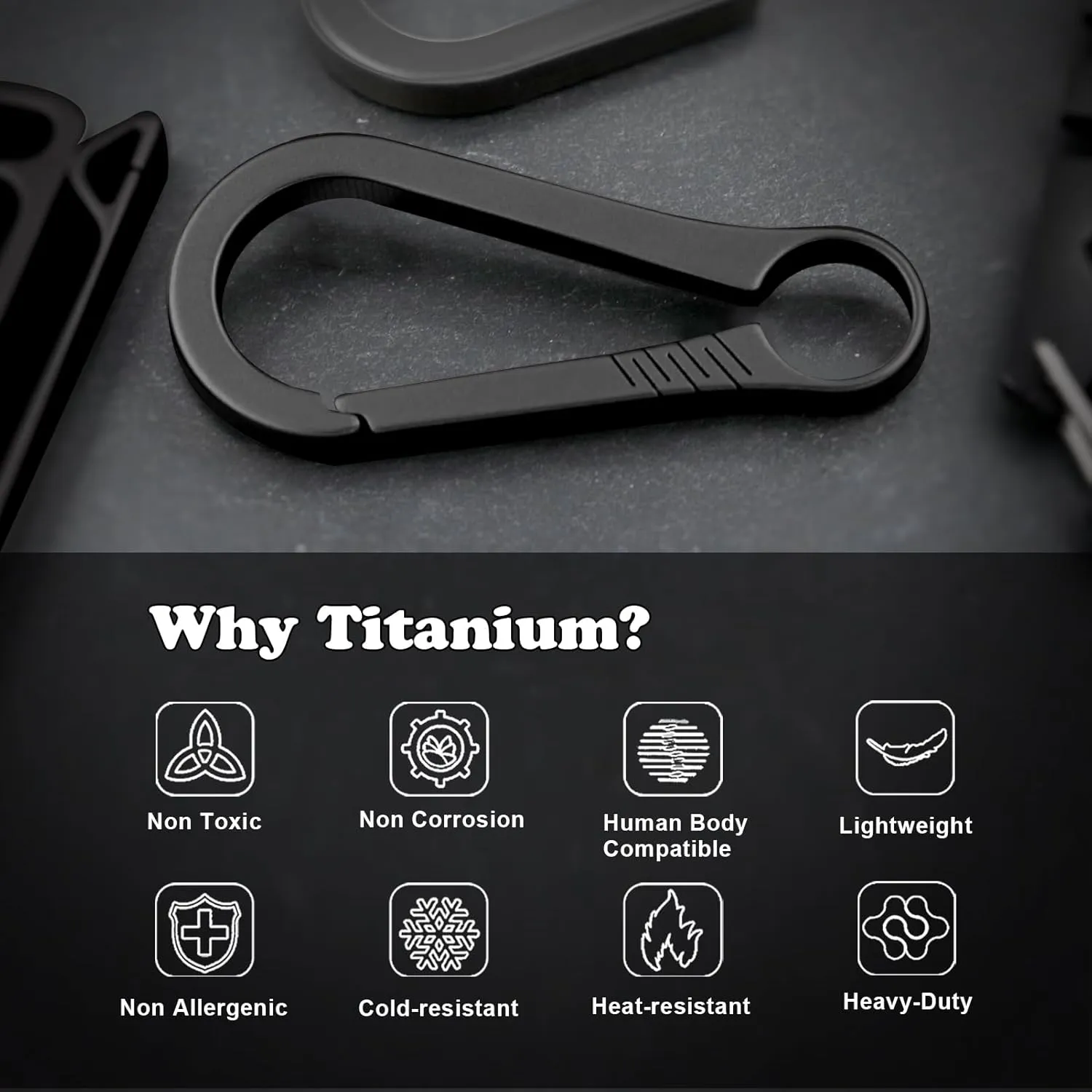 Titanium Carabiner Keychain Clip, Minimalist Keychain Key Clip EDC Quick Release Hooks