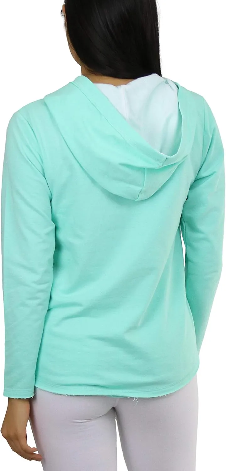 ToBeInStyle Women's Cotton Long Sleeve V-Neck Raw Edge Relaxed Fit Hoodie
