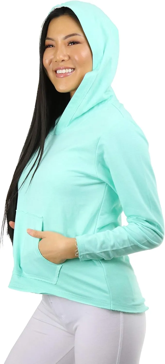 ToBeInStyle Women's Cotton Long Sleeve V-Neck Raw Edge Relaxed Fit Hoodie